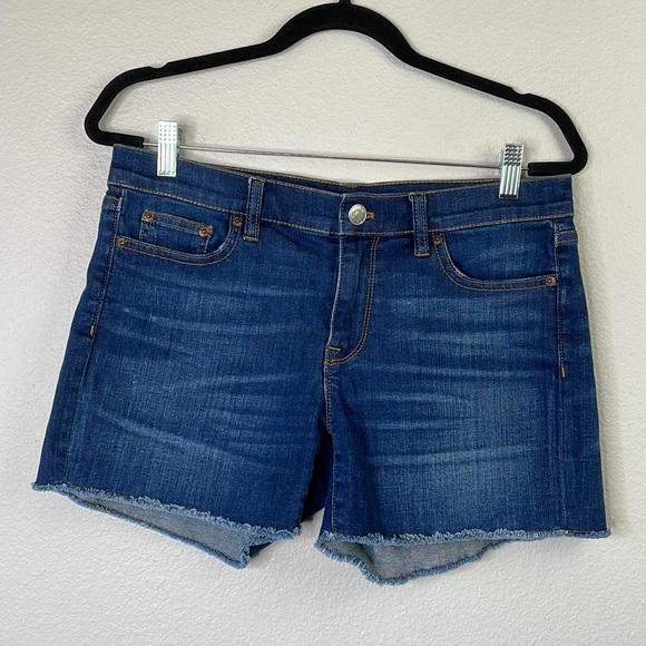 J Crew indigo denim lightly distressed cutoff Jean shorts size 28